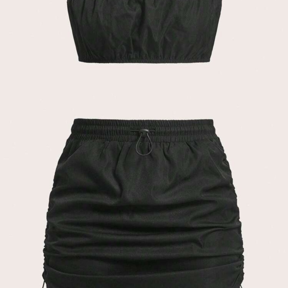 SHEIN Black Bubble Mini Skirt Set for Night Out